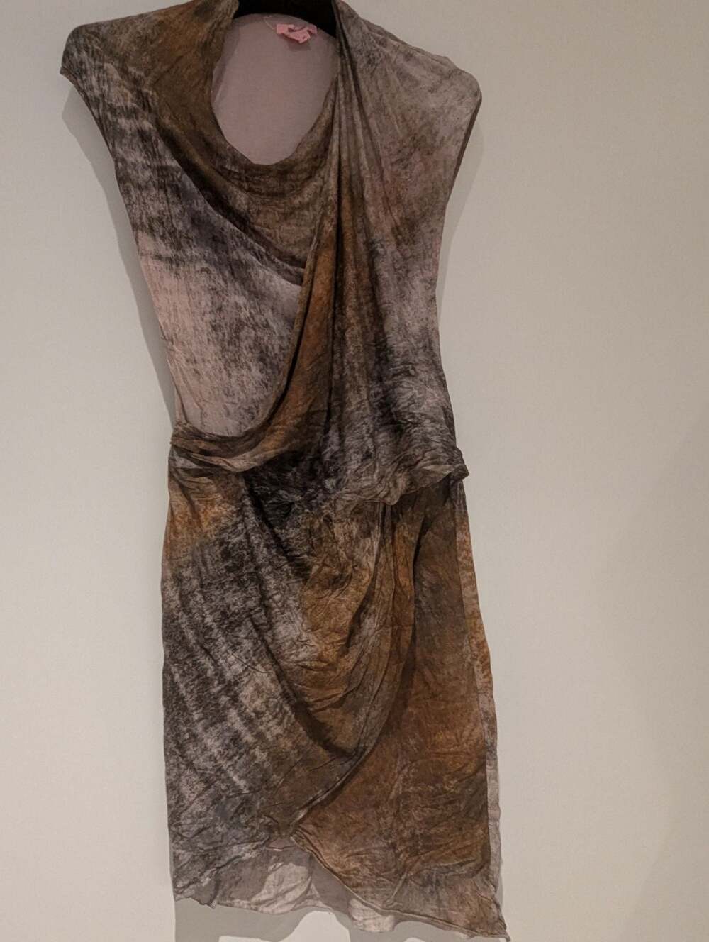Helmut Lang Kinetic Abstract Print Draped Mini Dress